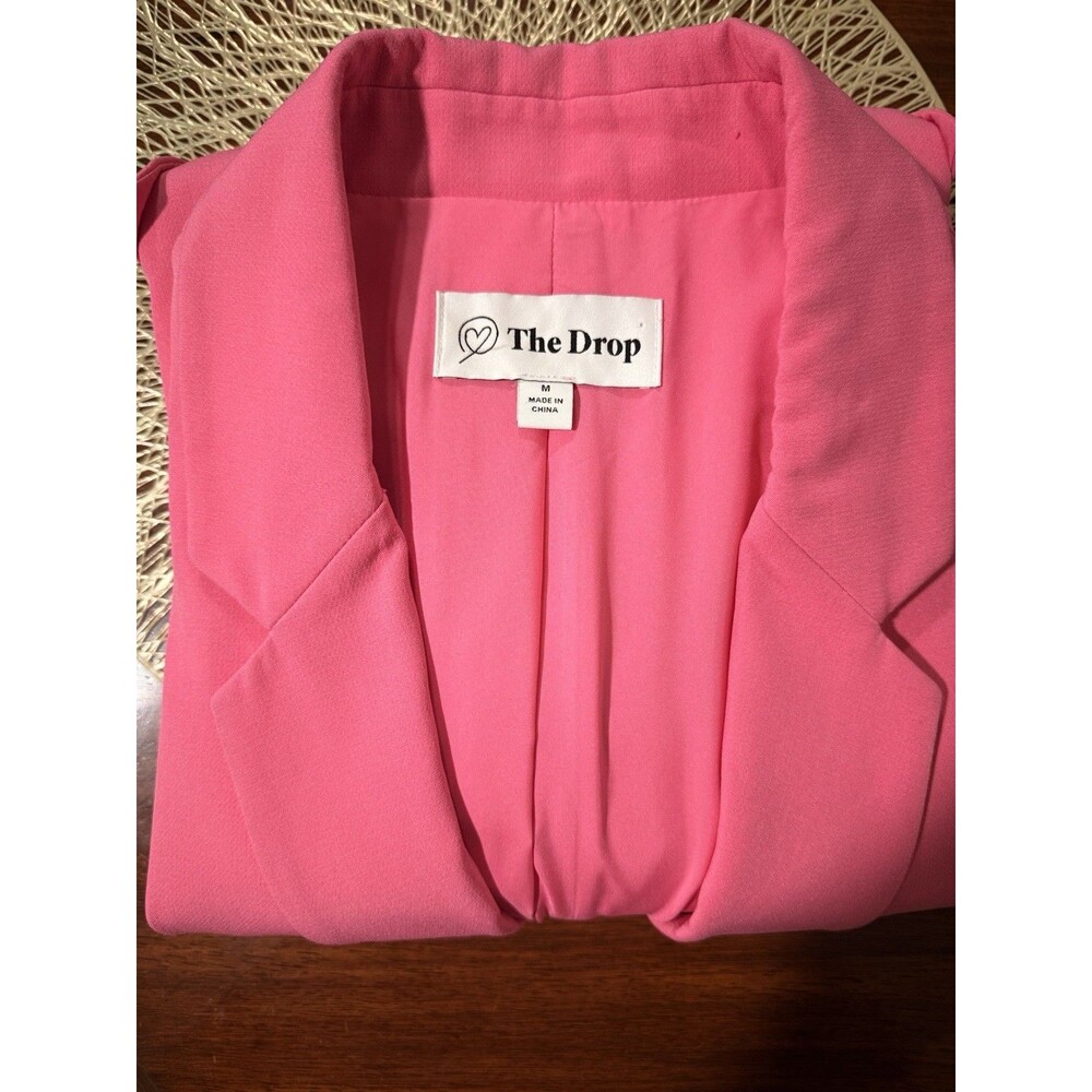 The Drop Women's Pink Lined Long Blazer M Button Closure Pockets Long Sleeve - Picture 11 of 12